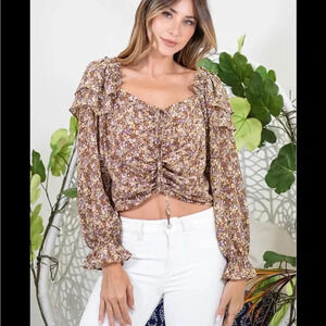 Sew in love boutique floral blouse